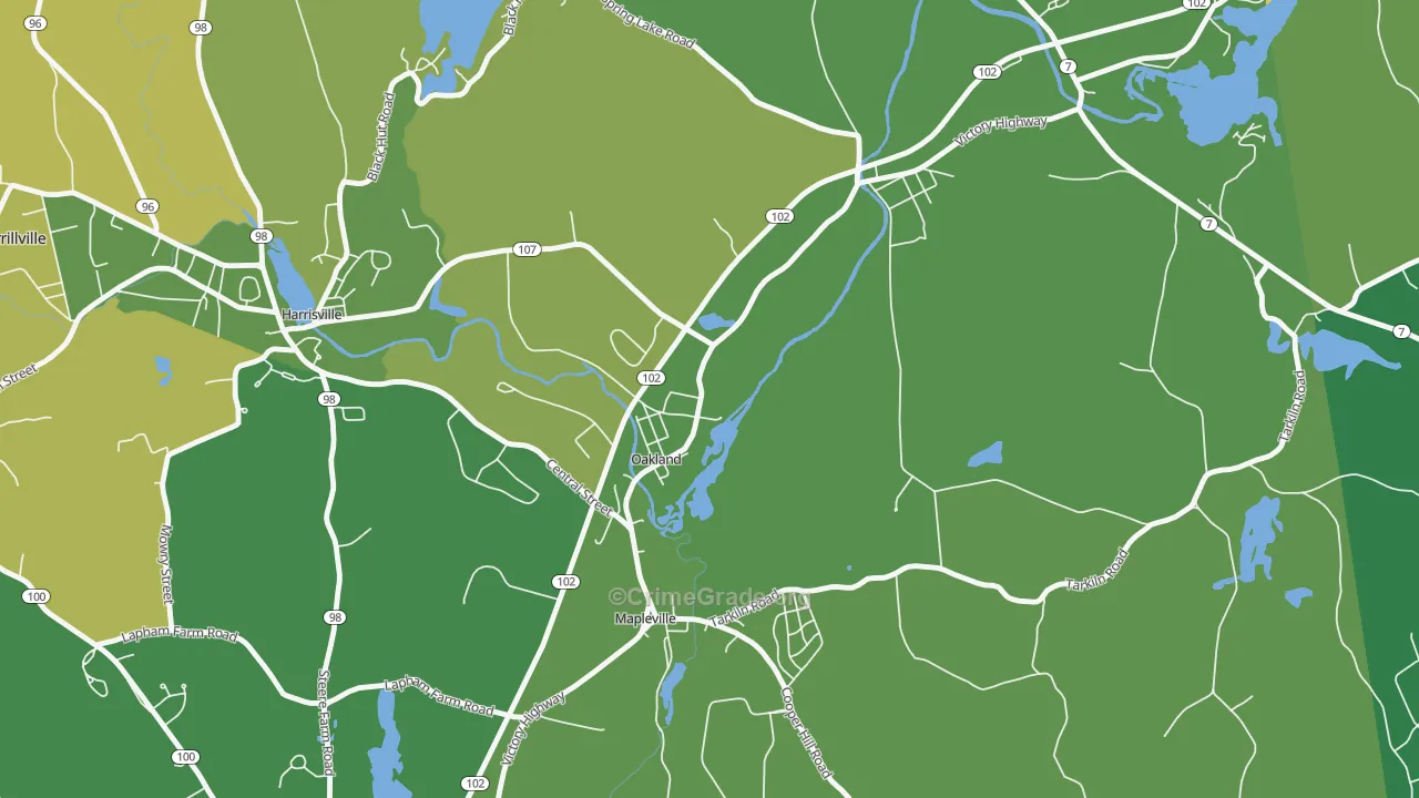 Oakland, RI Map of Assault Rates