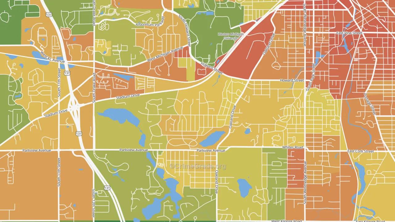 Oakland-Winchell, Kalamazoo, MI Map of Assault Rates