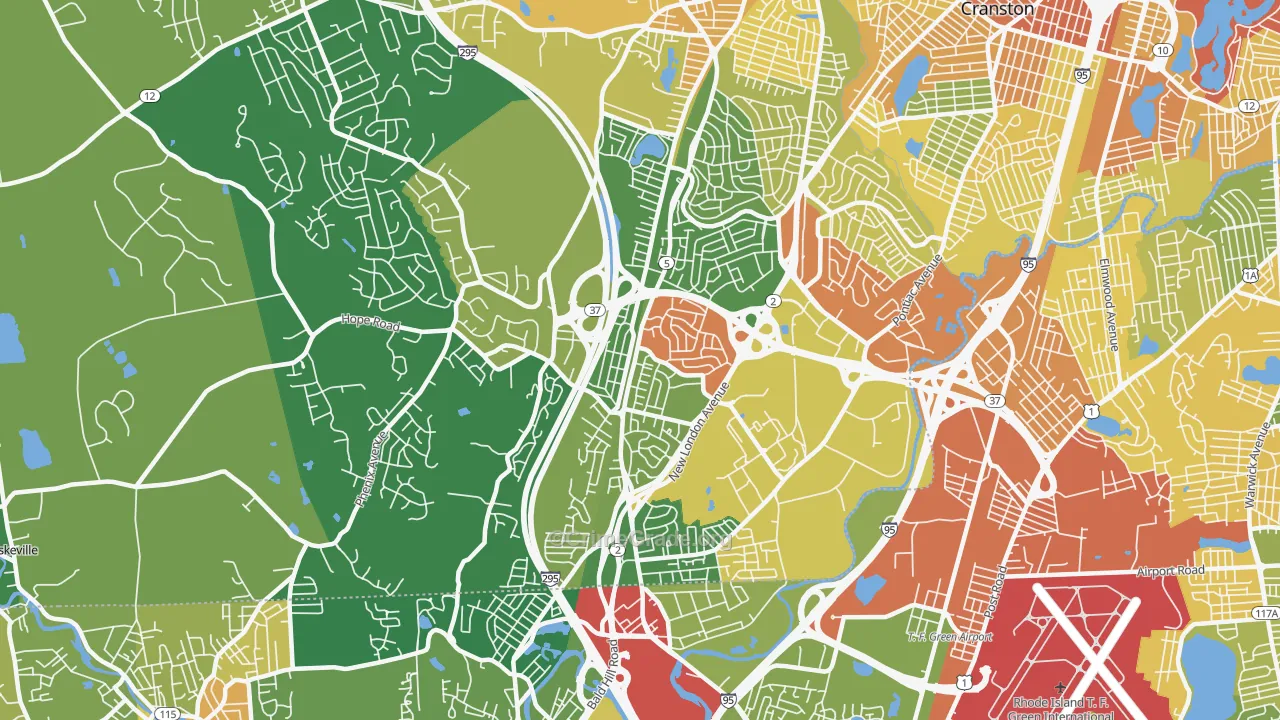 Oaklawn, Cranston, RI Map of Assault Rates