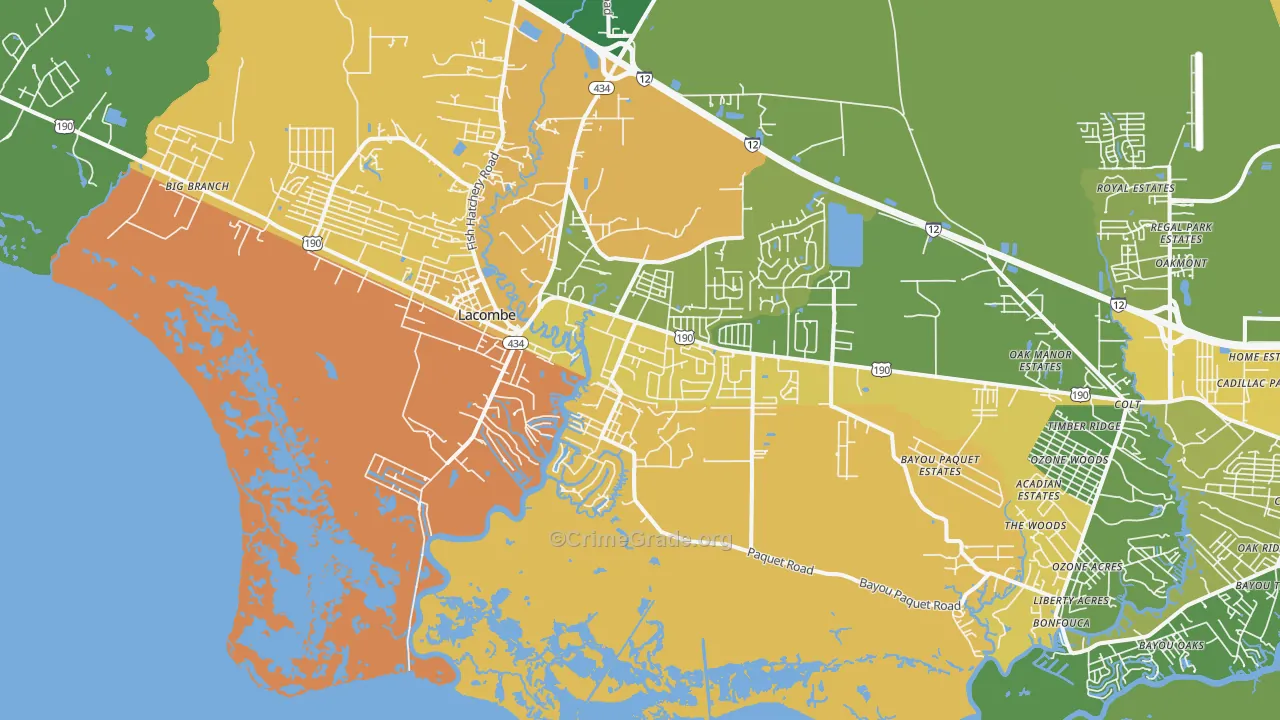 Oaklawn, LA Map of Assault Rates