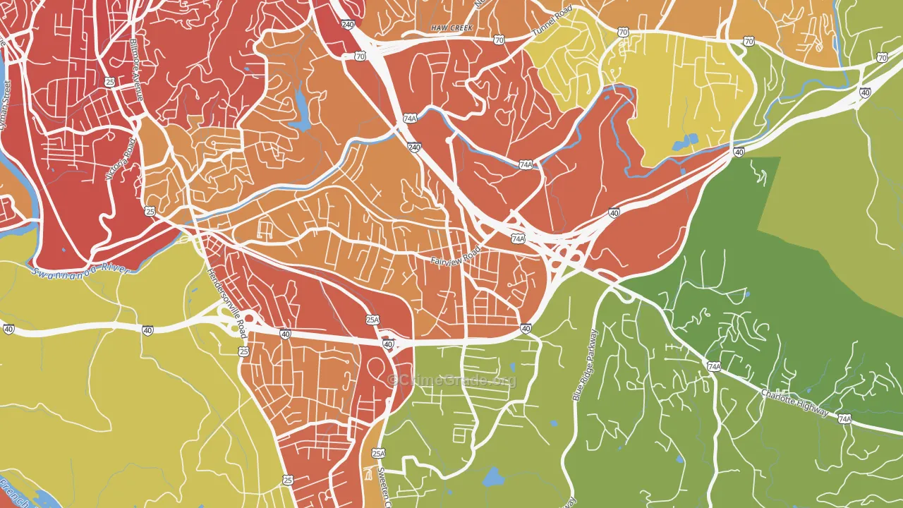 Oakley, Asheville, NC Map of Assault Rates