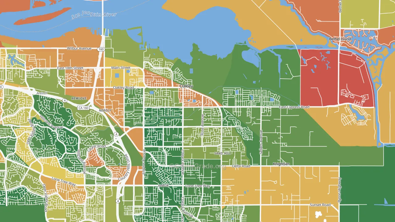 Oakley, CA Map of Assault Rates