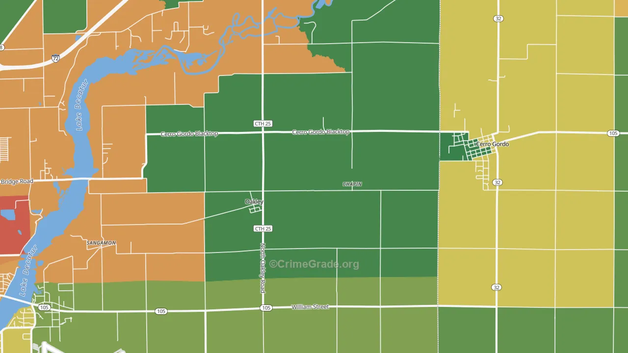 Oakley, IL Map of Assault Rates