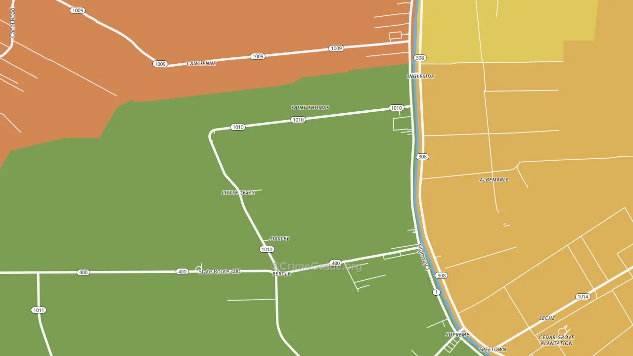 Oakley, LA Map of Assault Rates