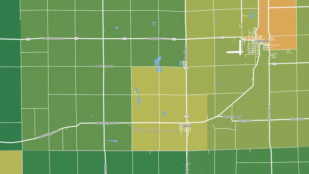 Oakley, MI Map of Assault Rates