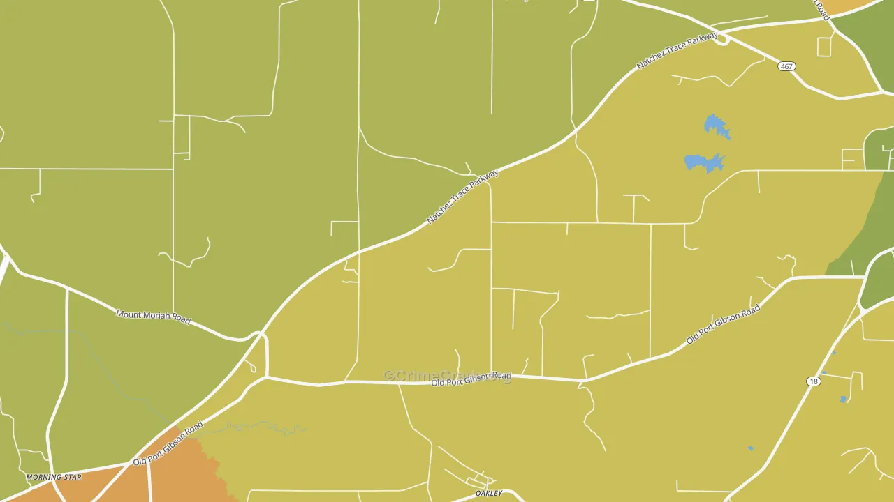 Oakley, MS Map of Assault Rates