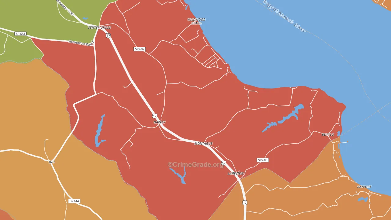 Oakley, VA Map of Assault Rates