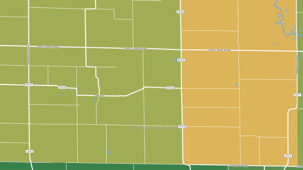 Oakley, WI Map of Assault Rates