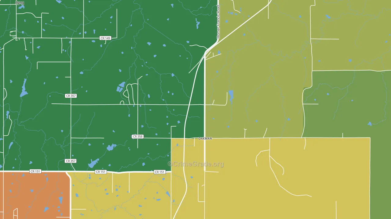 Oakman, OK Map of Assault Rates