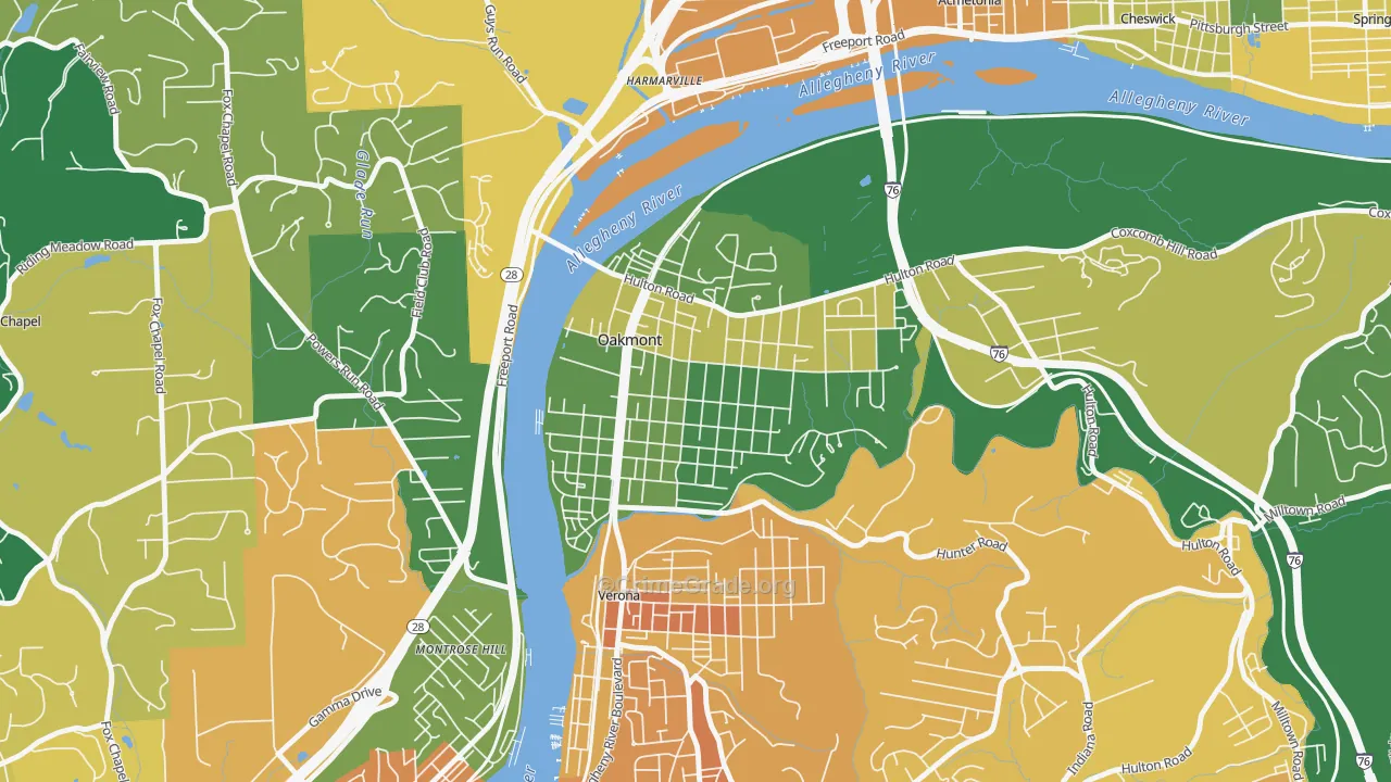 Oakmont, PA Map of Assault Rates