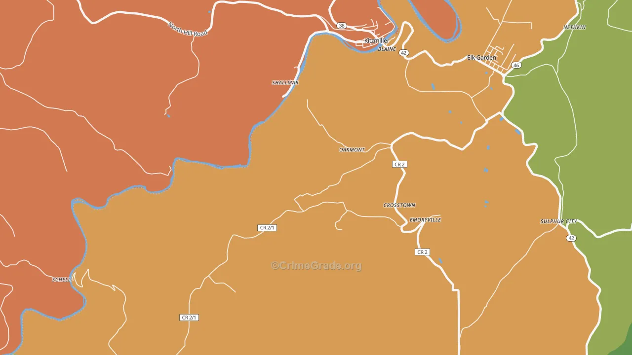 Oakmont, WV Map of Assault Rates