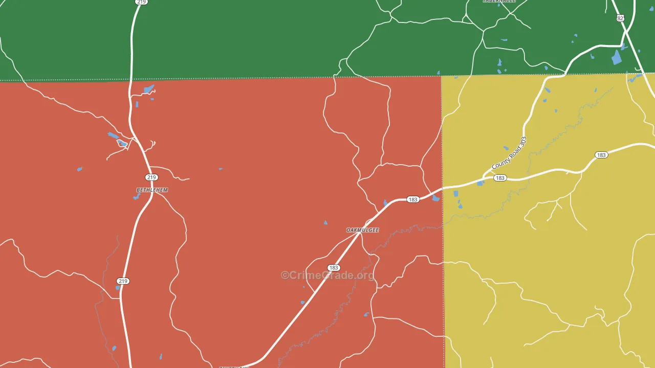 Oakmulgee, AL Map of Assault Rates