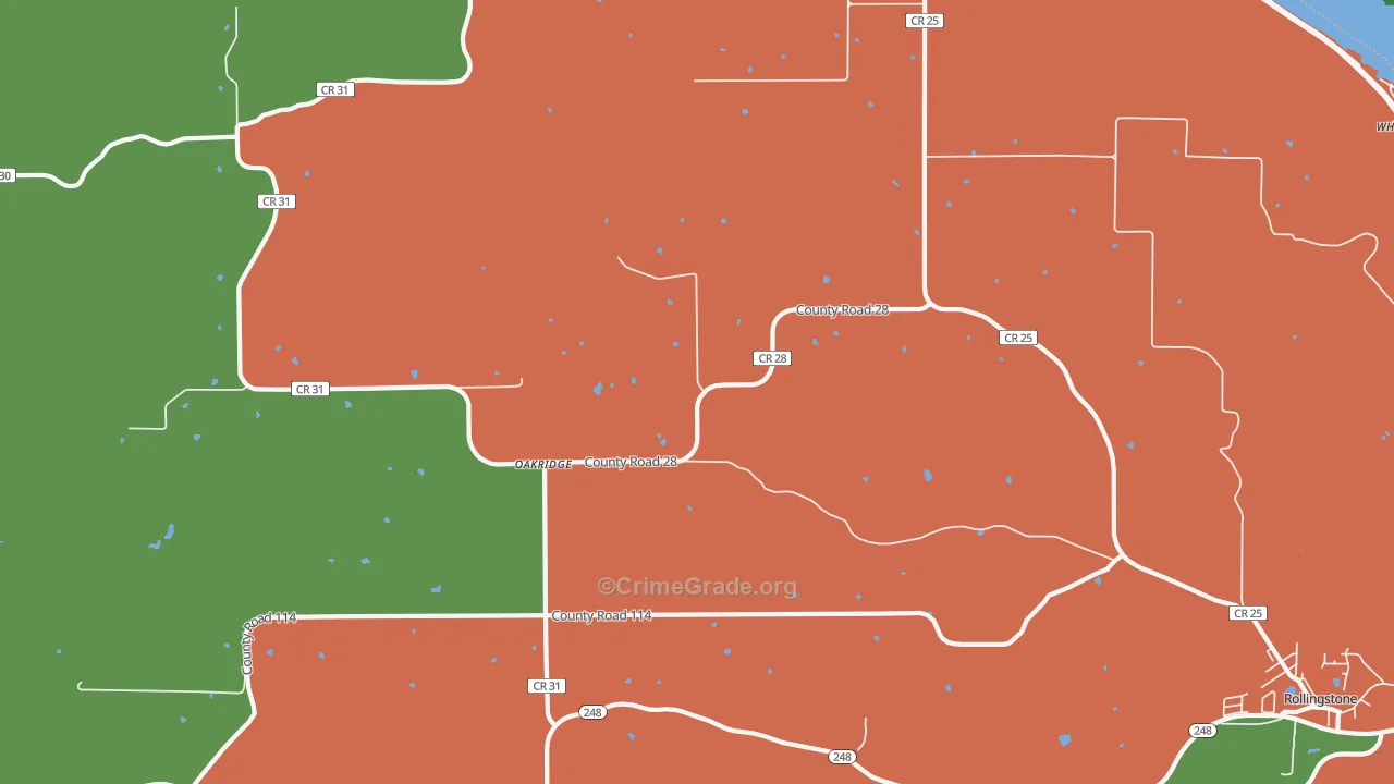 Oakridge, MN Map of Assault Rates