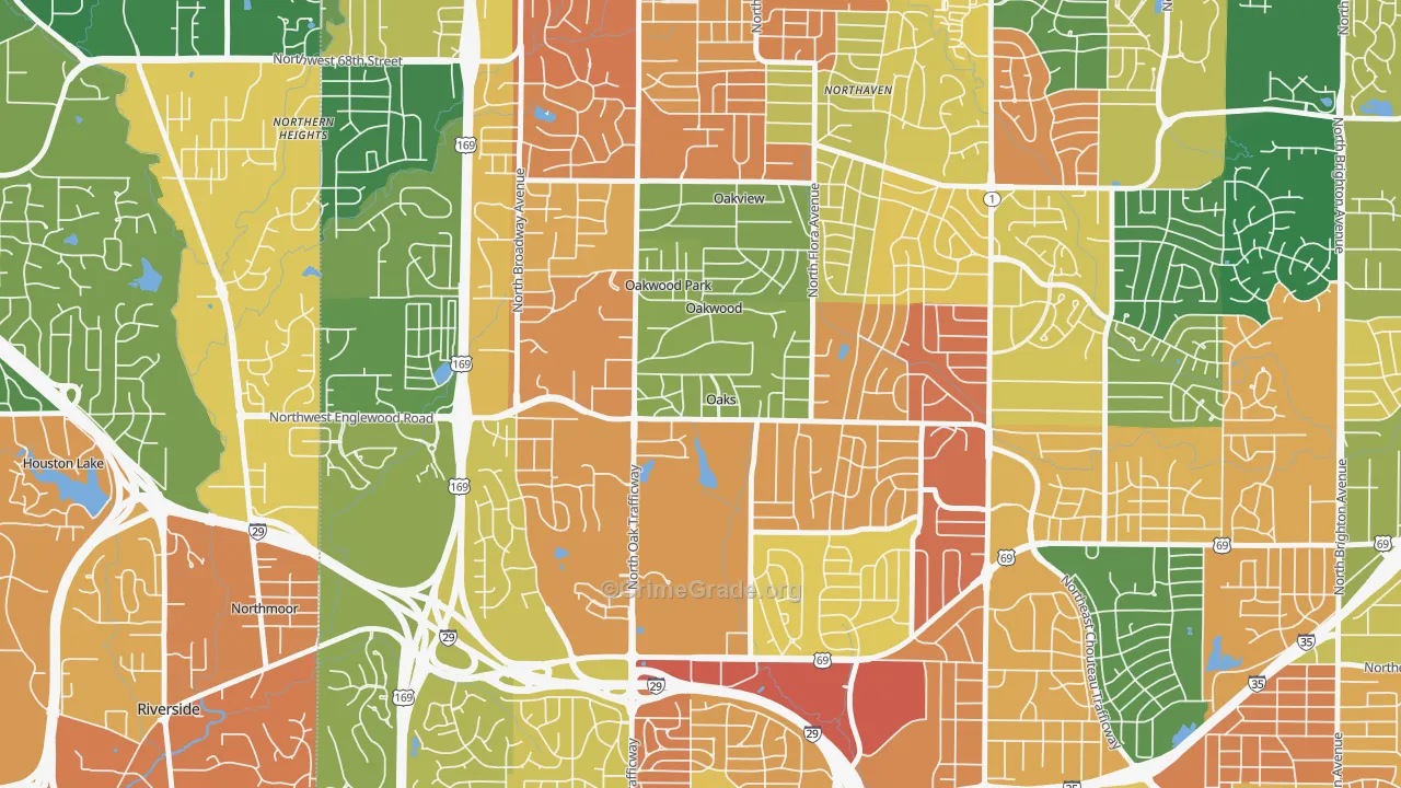 Oaks, MO Map of Assault Rates