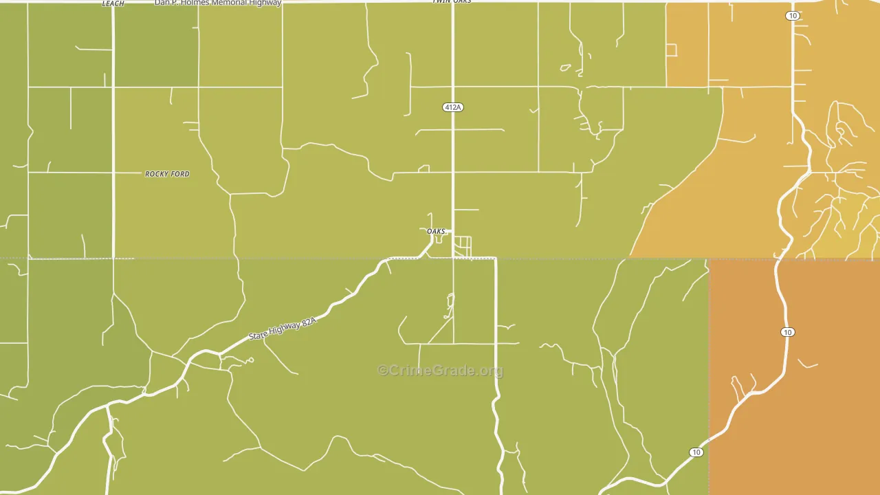 Oaks, OK Map of Assault Rates
