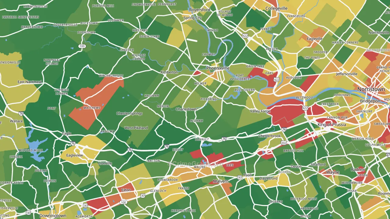 Oaks, PA Map of Assault Rates