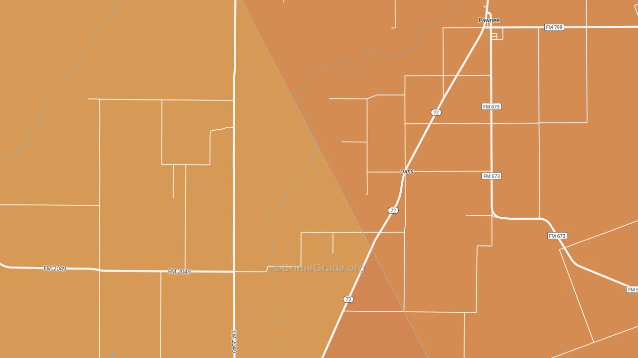 Oaks, TX Map of Assault Rates