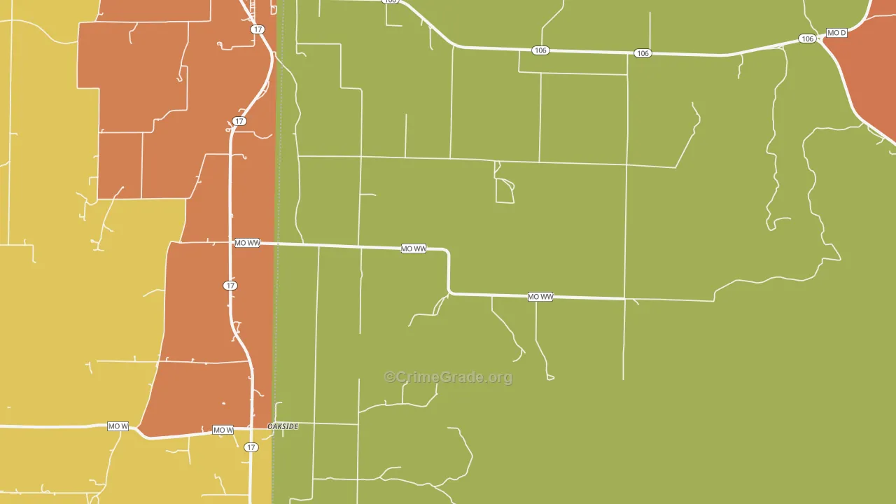 Oakside, MO Map of Assault Rates