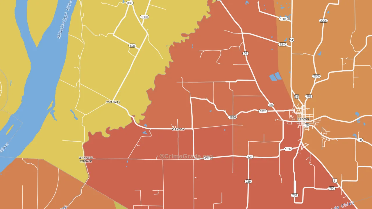 Oakton, KY Map of Assault Rates