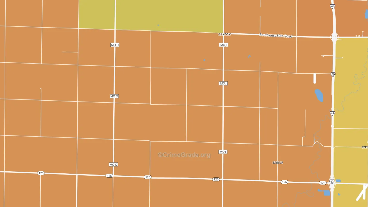 Oakton, MO Map of Assault Rates