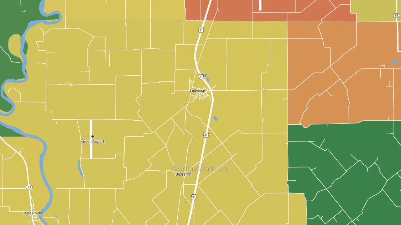 Oaktown, IN Map of Assault Rates