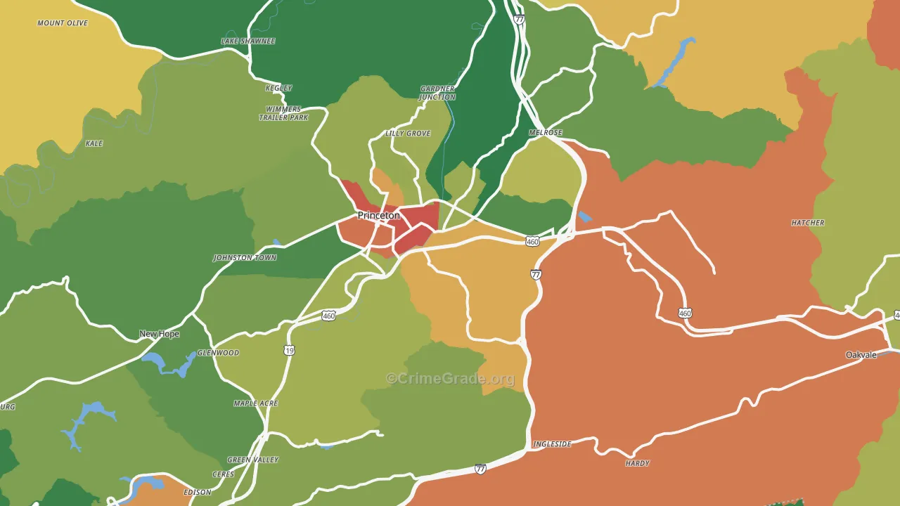 Oakvale, WV Map of Assault Rates
