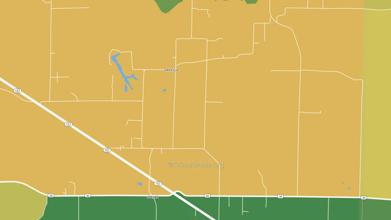 Oakville, AL Map of Assault Rates
