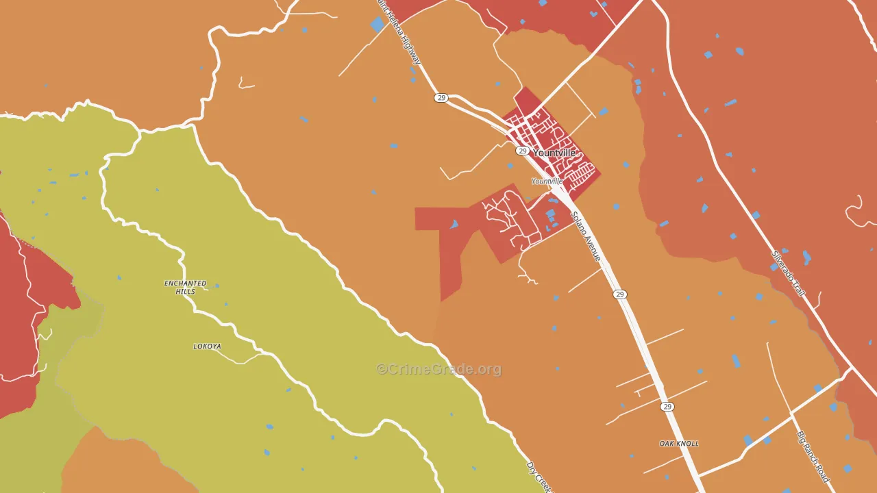 Oakville, CA Map of Assault Rates