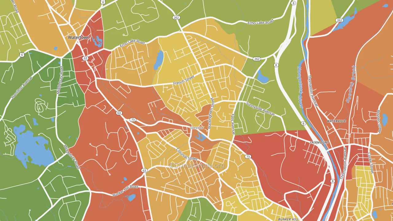 Oakville, CT Map of Assault Rates