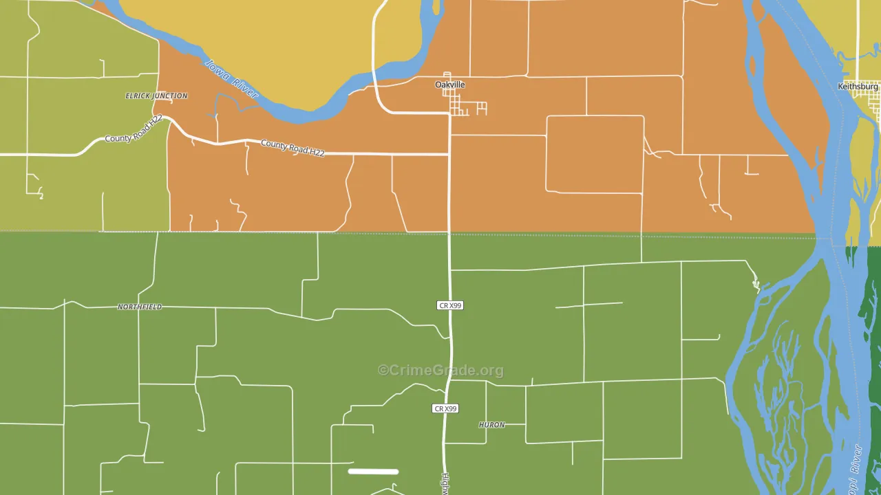 Oakville, IA Map of Assault Rates