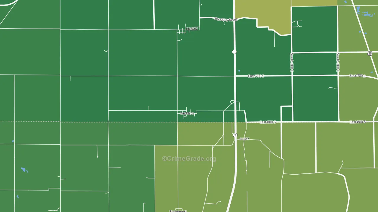 Oakville, IN Map of Assault Rates