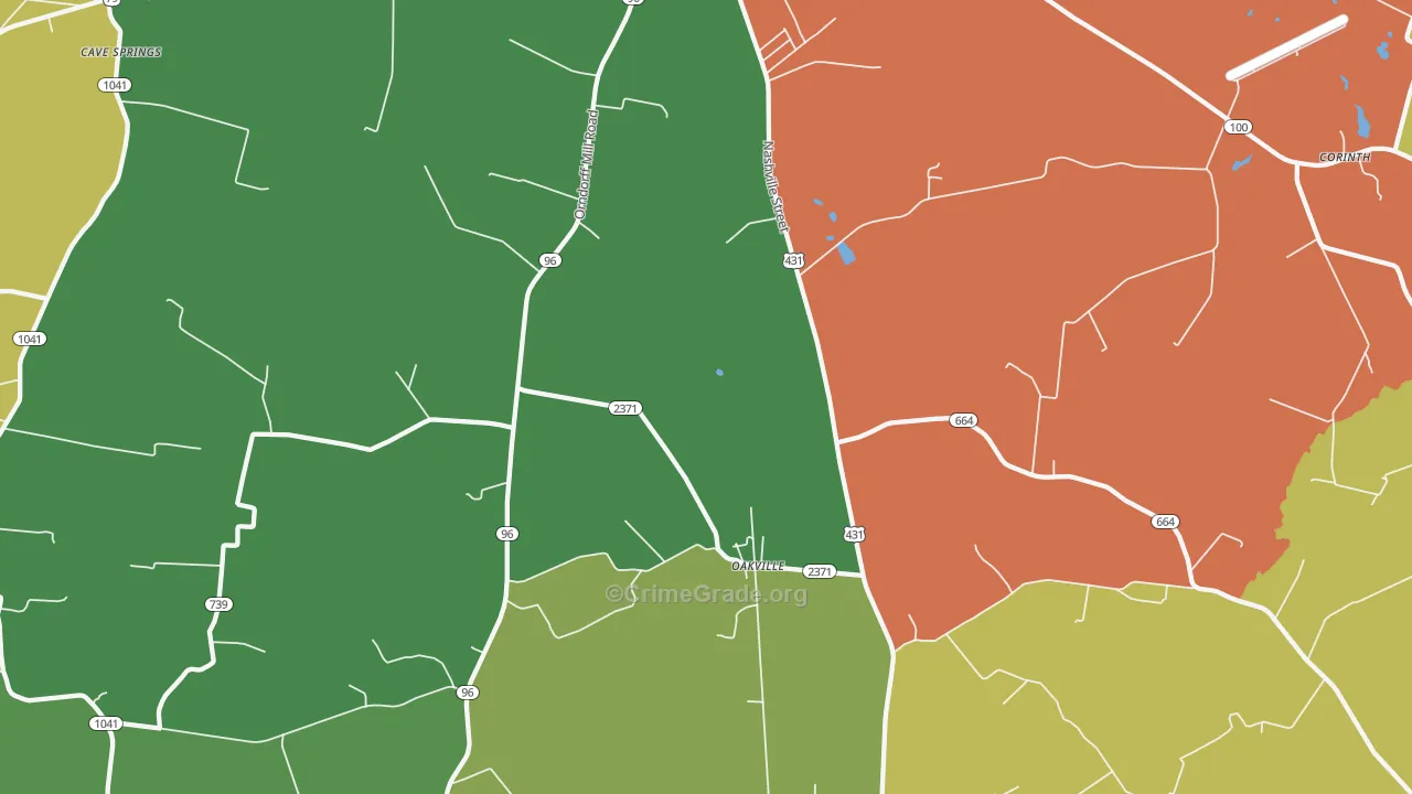 Oakville, KY Map of Assault Rates