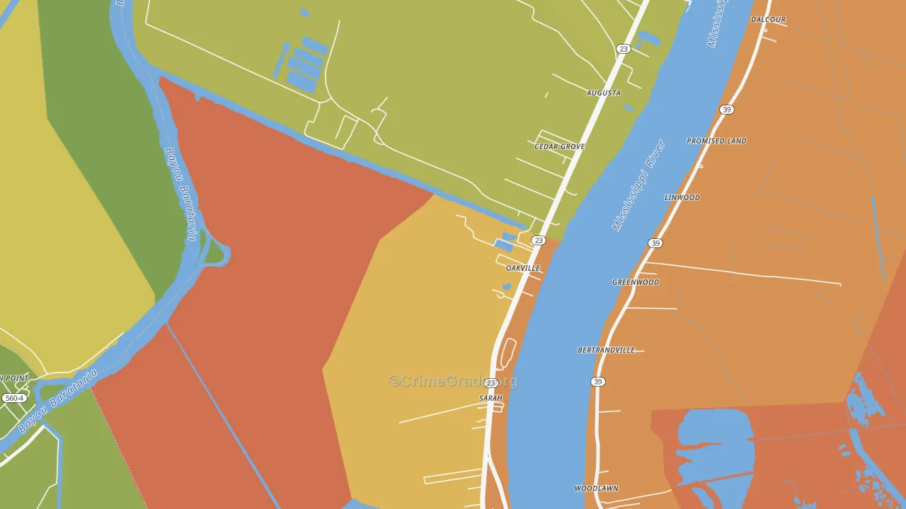 Oakville, LA Map of Assault Rates