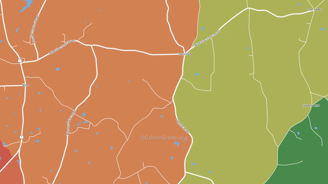 Oakville, NC Map of Assault Rates