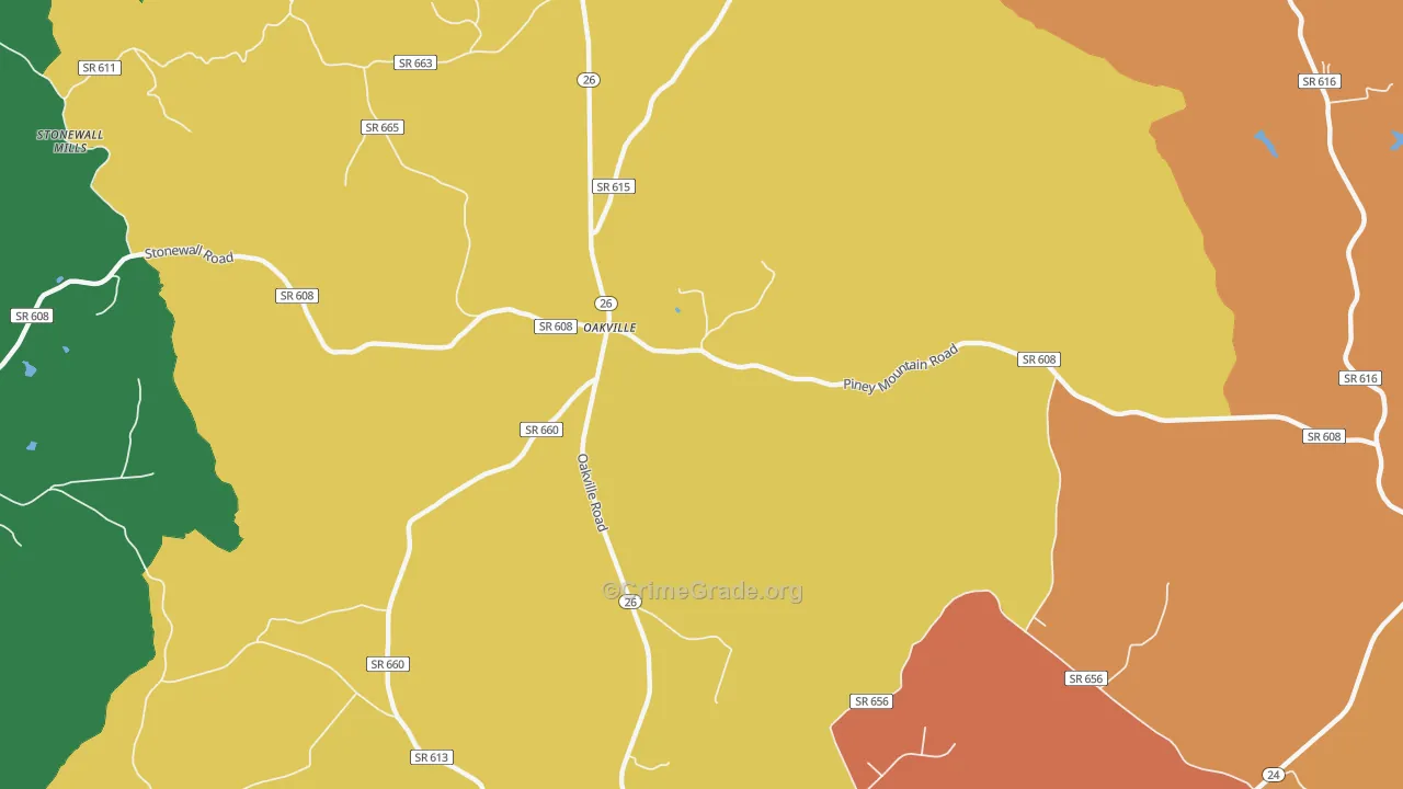 Oakville, VA Map of Assault Rates