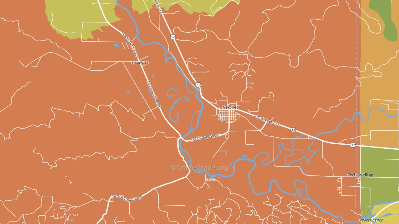 Oakville, WA Map of Assault Rates
