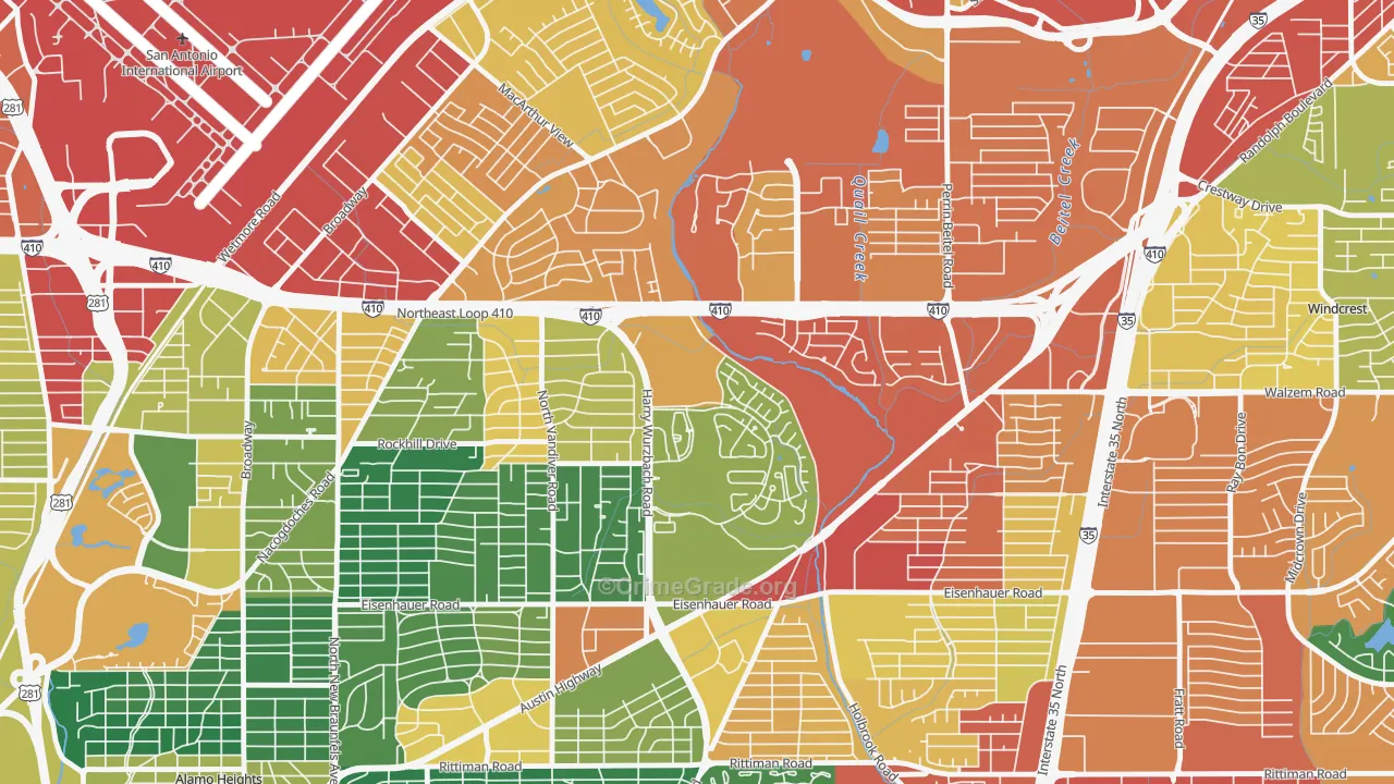 Oakwell Farms, San Antonio, TX Map of Assault Rates