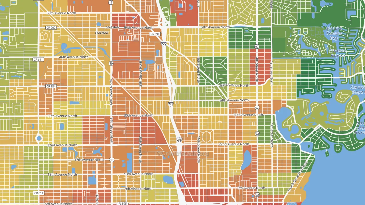 Oakwood Gardens, St. Petersburg, FL Map of Assault Rates