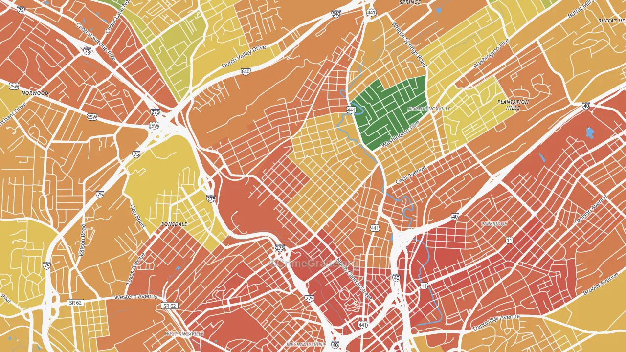 Oakwood, Knoxville, TN Map of Assault Rates