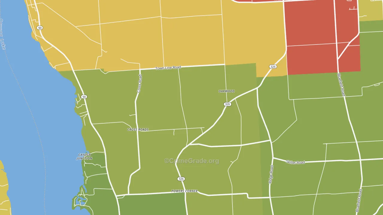 Oakwood, NY Map of Assault Rates