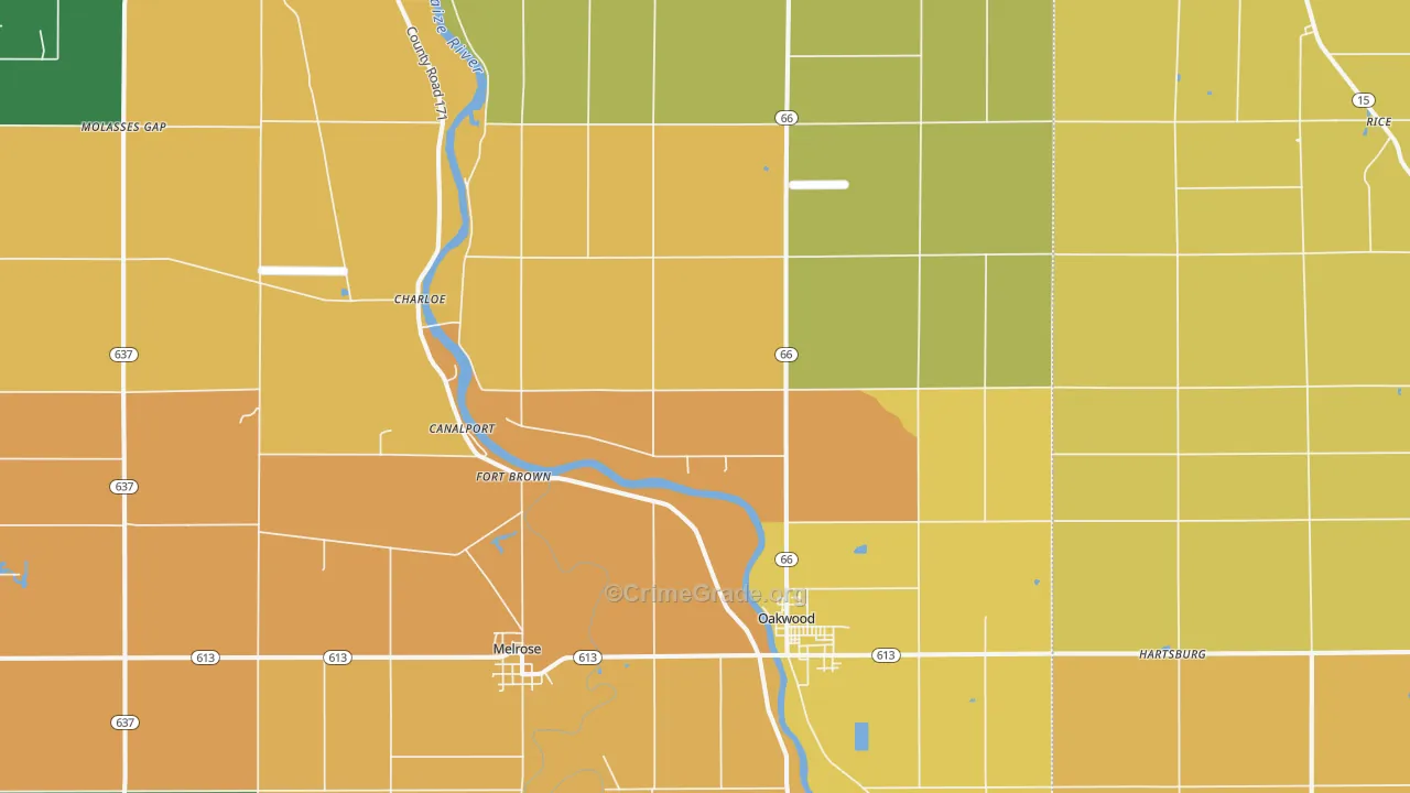 Oakwood, OH Map of Assault Rates