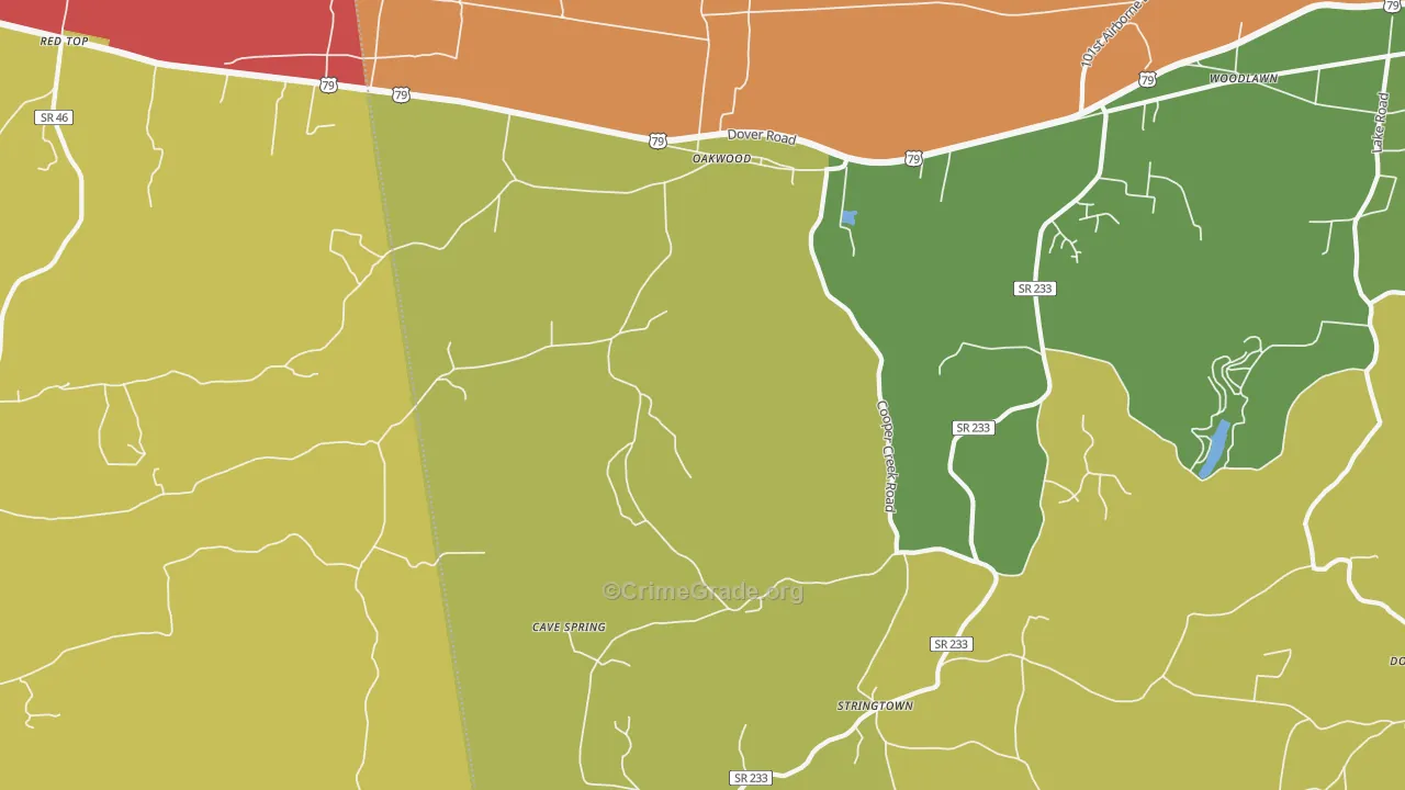 Oakwood, TN Map of Assault Rates