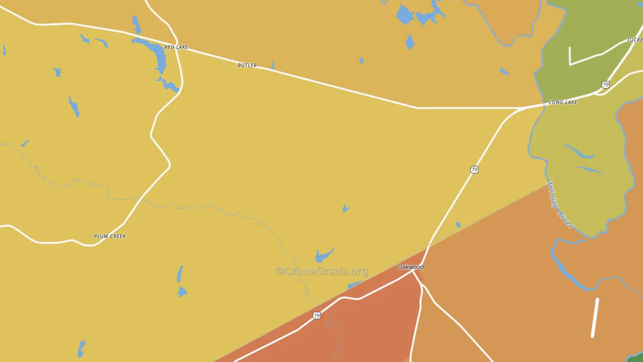 Oakwood, TX Map of Assault Rates