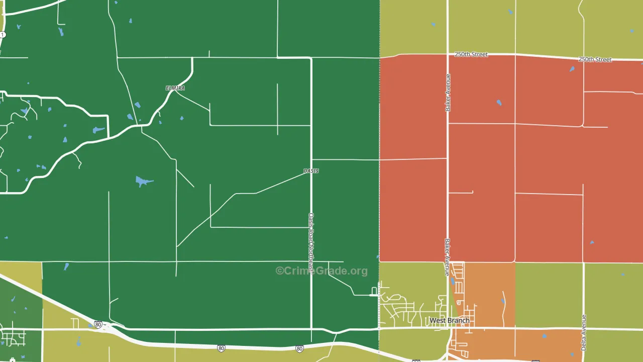 Oasis, IA Map of Assault Rates