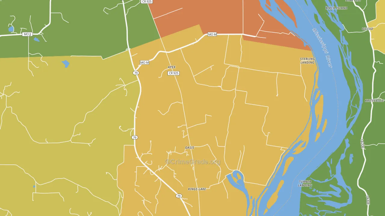Oasis, MO Map of Assault Rates