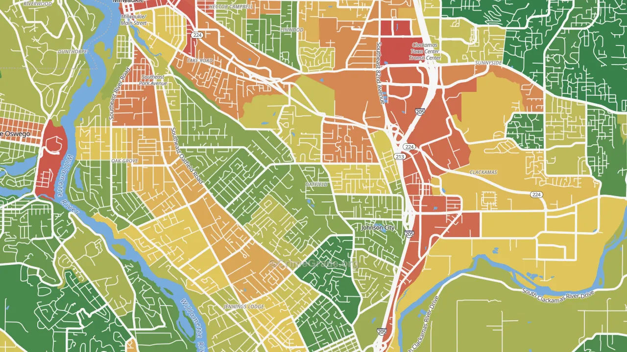 Oatfield, OR Map of Assault Rates