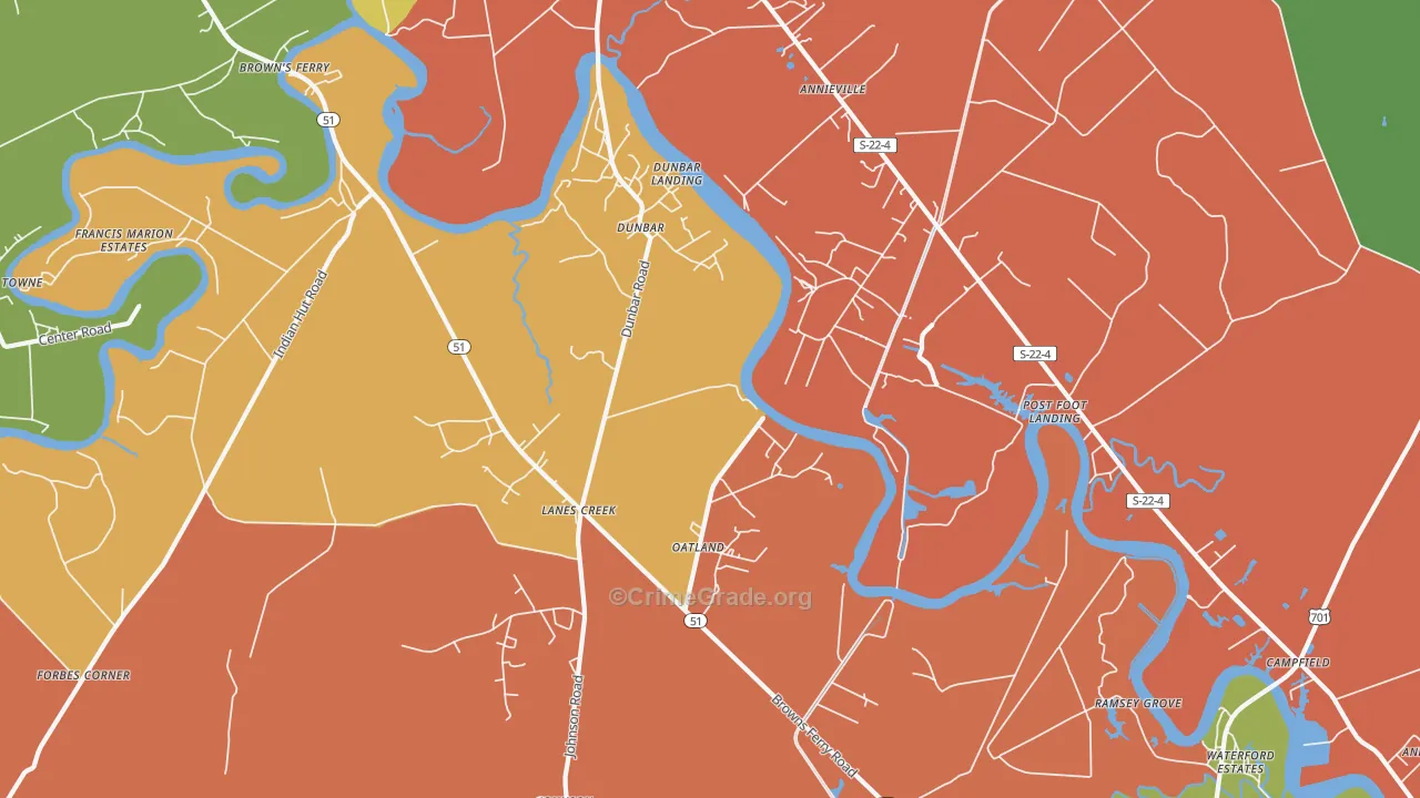 Oatland, SC Map of Assault Rates