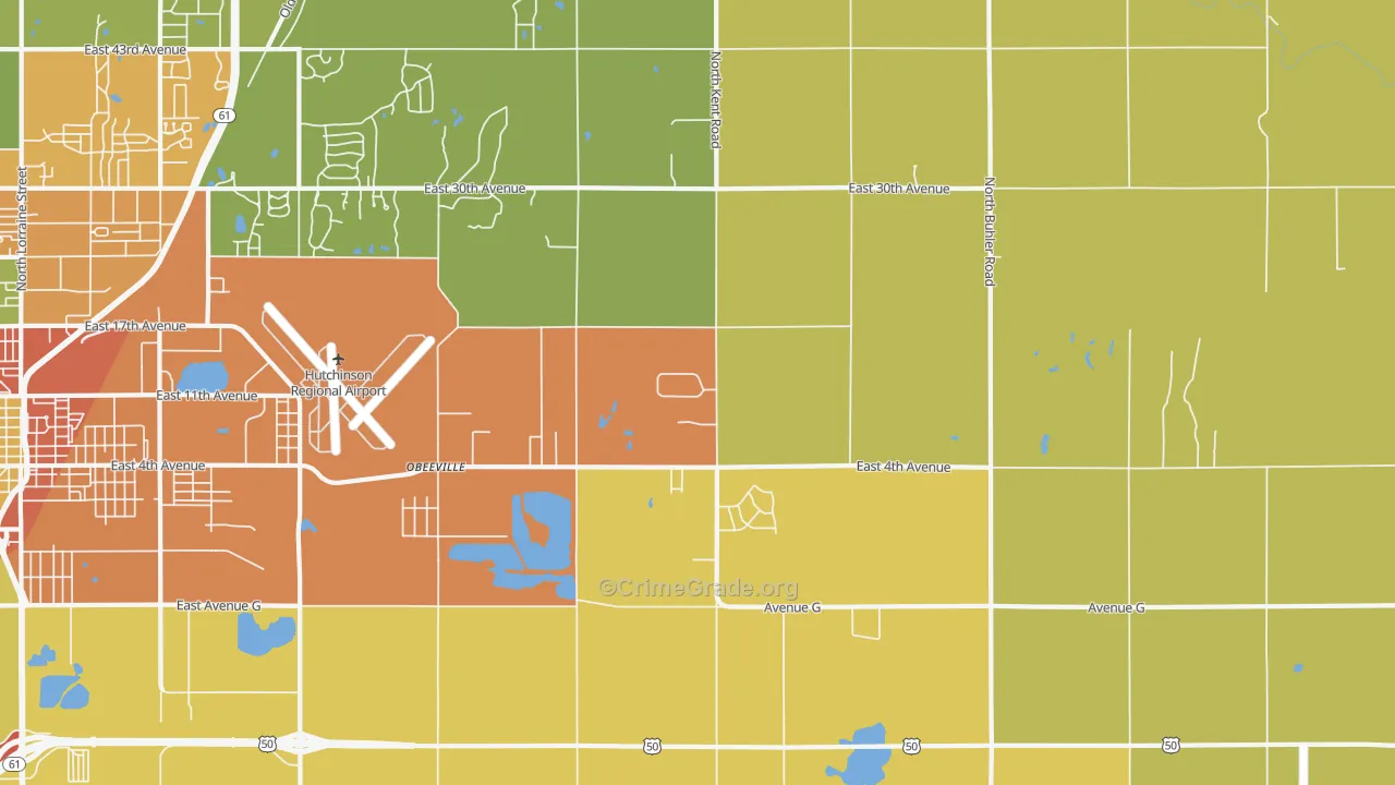 Obeeville, KS Map of Assault Rates