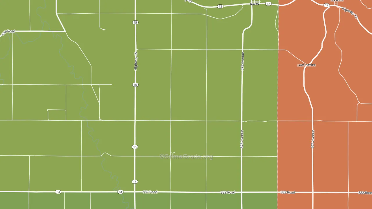 Obert, NE Map of Assault Rates