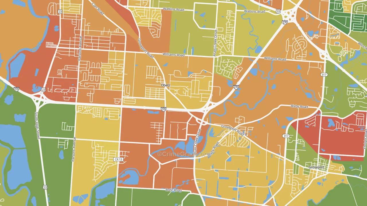 Obetz, OH Map of Assault Rates